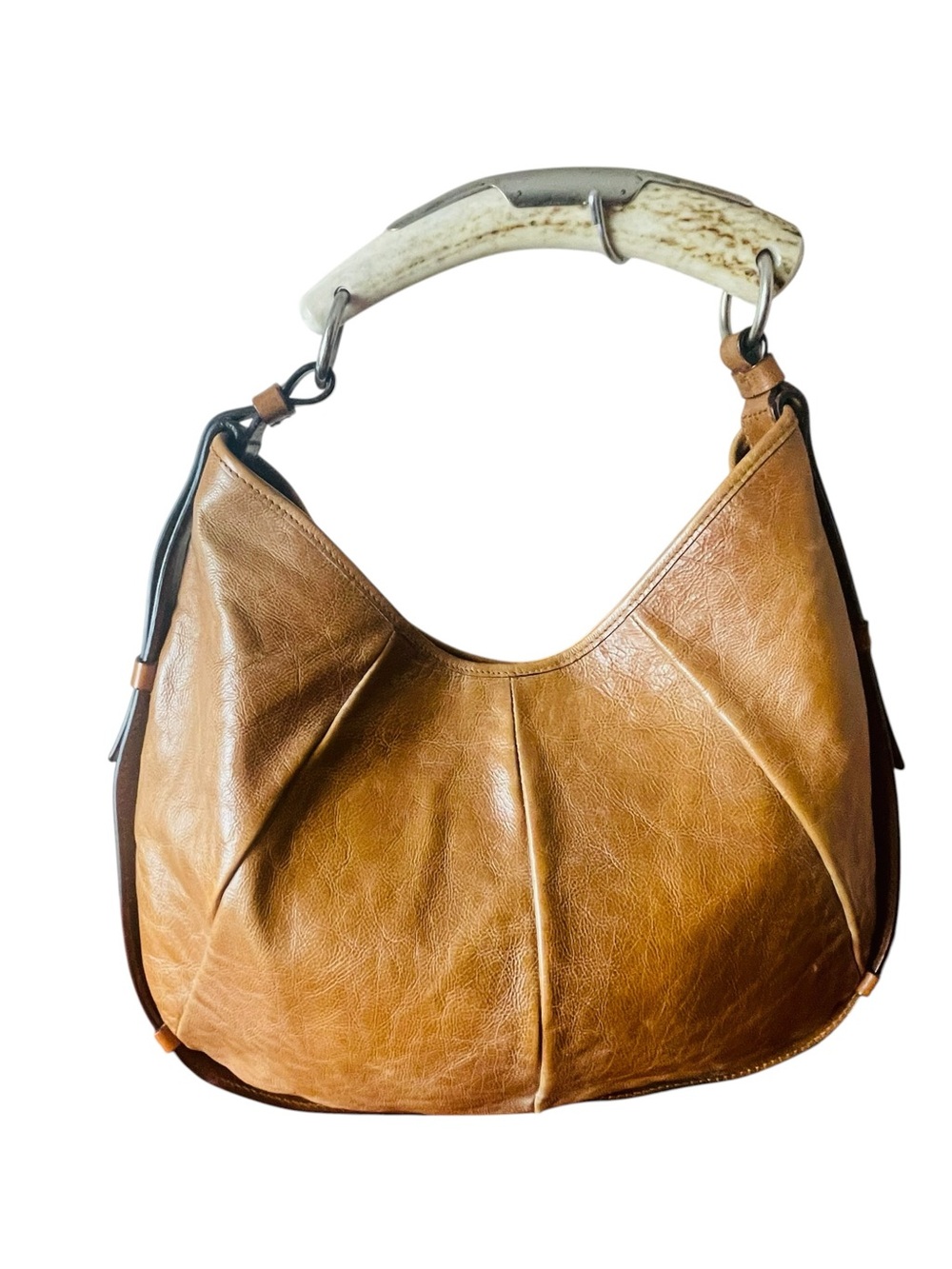 Yves Saint Laurent Tan Leather Hobo with Antler Handle - Picture 1 of 11